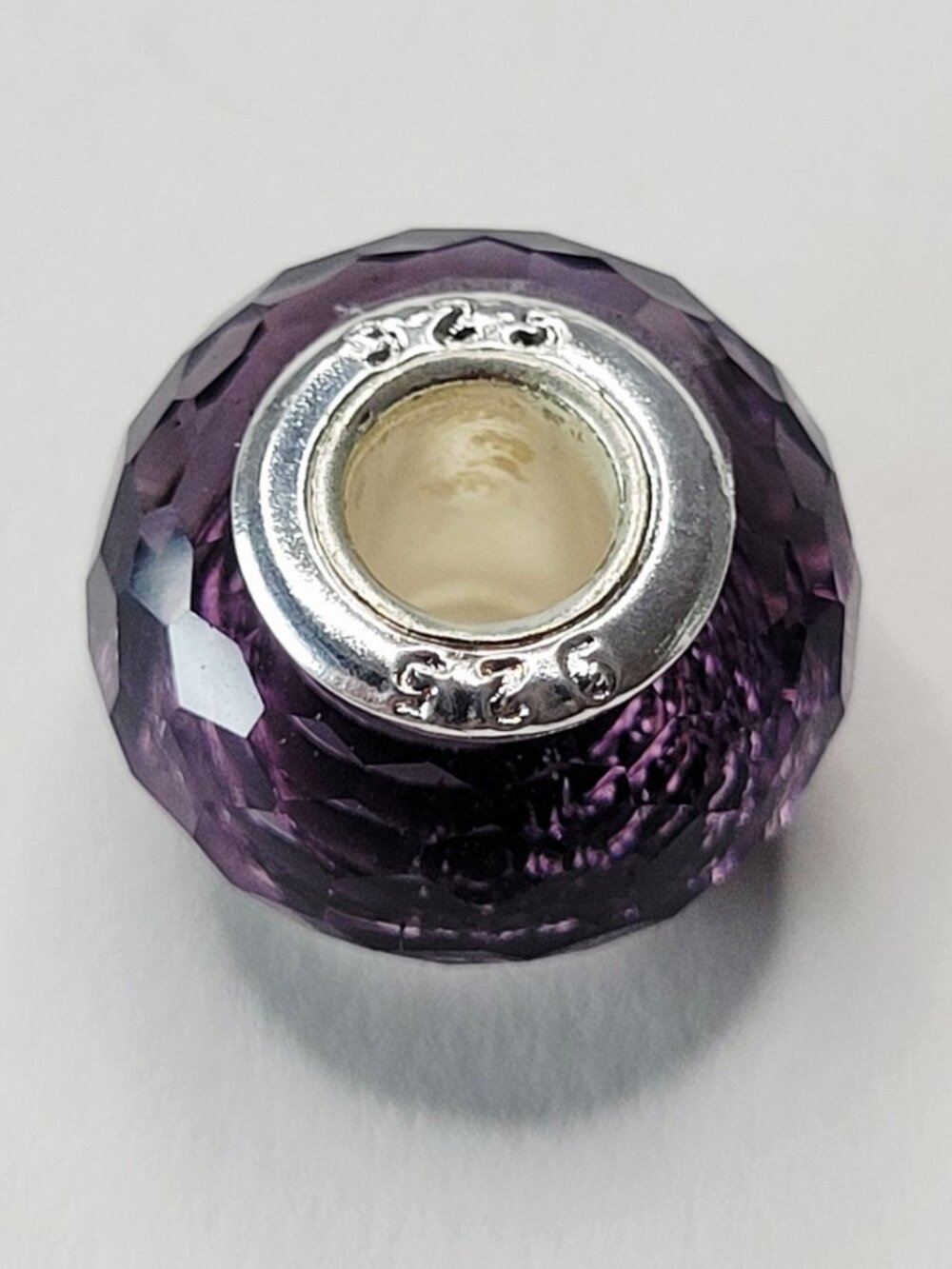 NWT Deep Purple 925 Sterling For Pandora Charm Bracelet Glass Faceted European